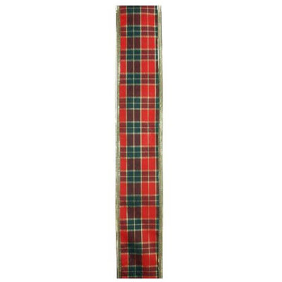 Green and Red Plaid Wired Christmas Craft Ribbon 2.5" x 10 Yards