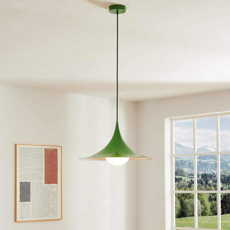 Niurka 17.7" W 1-Light Steel Pendant , Green