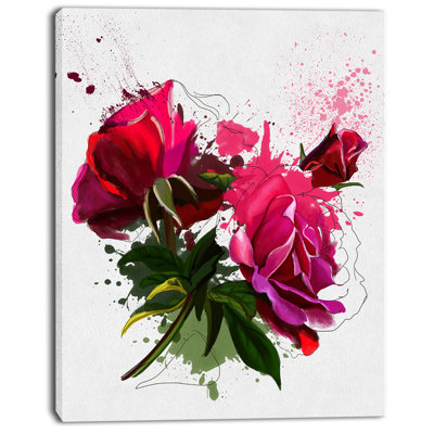 « red pivoines sketch aquarelle », reproduction d’art sur toile tendue