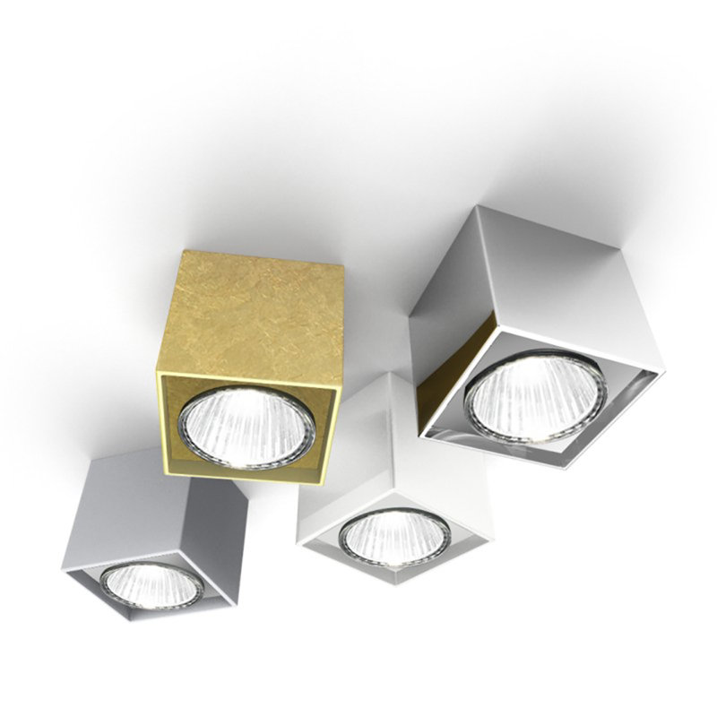 Two 1 - Light 3.13" Unique/Statement Square Flush Mount, Polished Aluminum