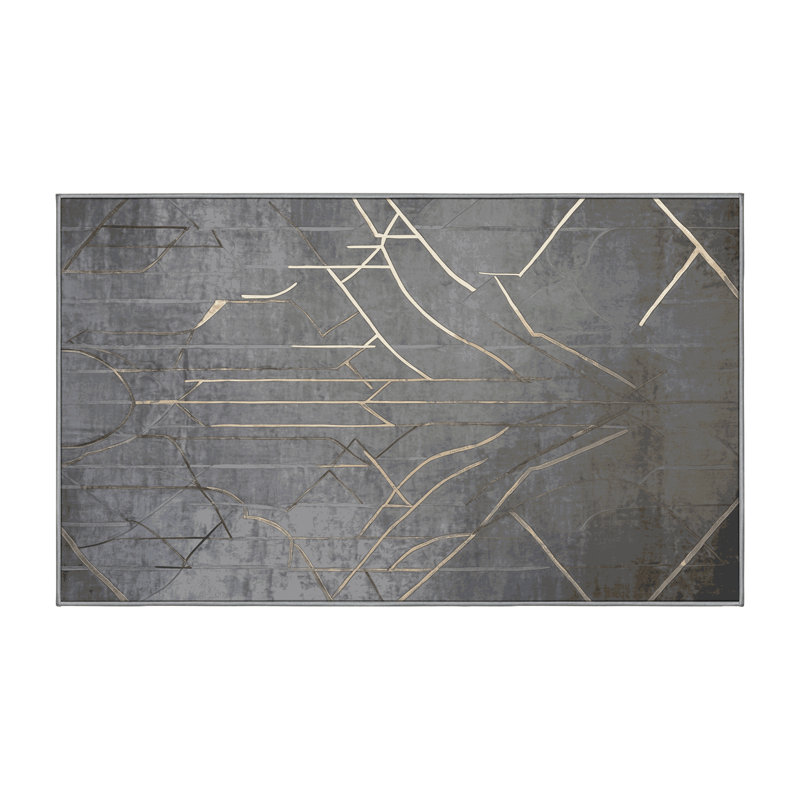 Machine Washable Gray Area Rug, Runner 2' x 4'