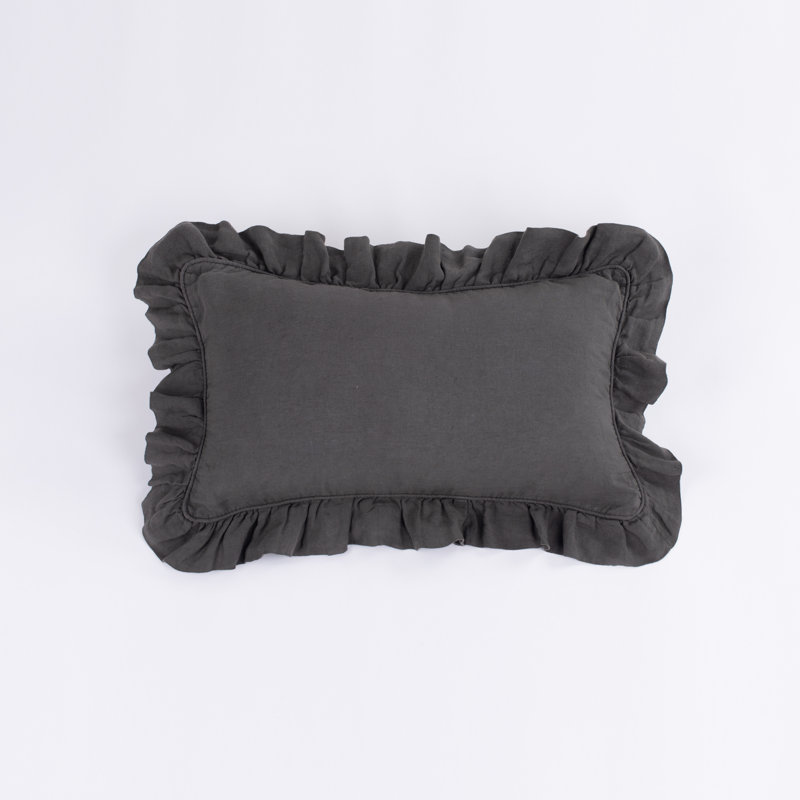 Basillo Linen Lumbar Pillow Cover & Insert, Gray