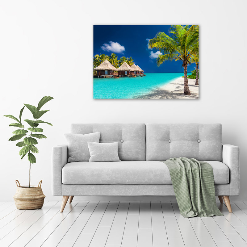 Maldives Bungalows - Wrapped Canvas Print
