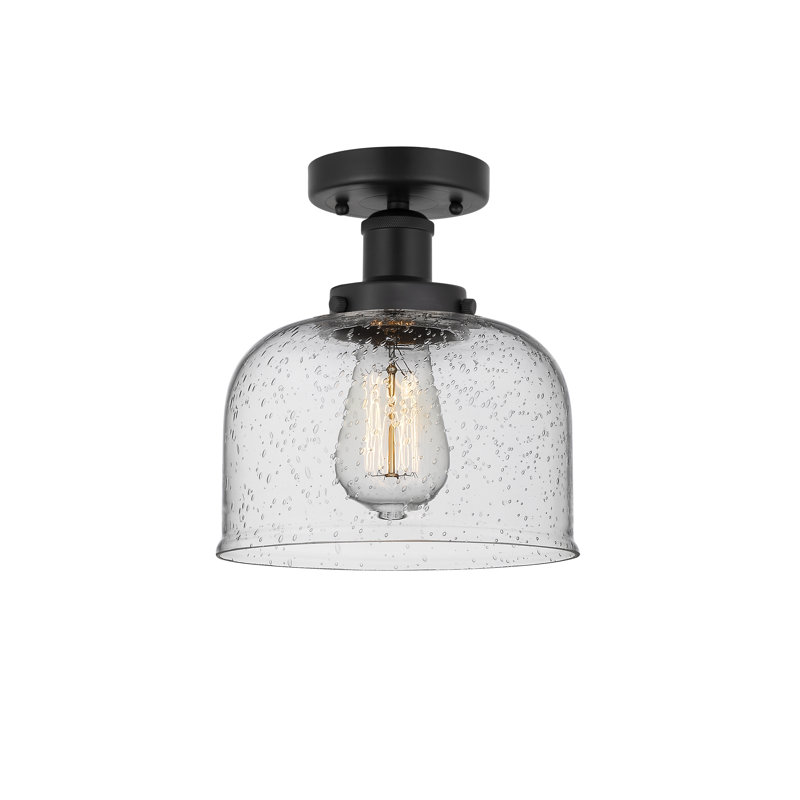 Coppell Glass Semi Flush Mount, Matte Black, Mercury