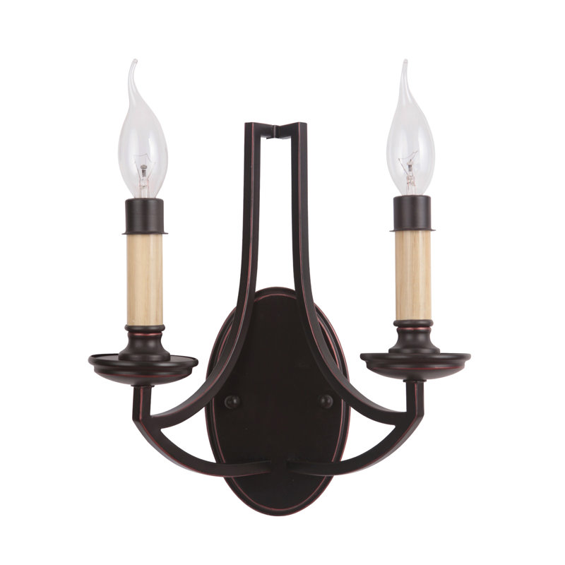 Lampe murale bougie 2 lumières Rockville, Huile bronze doré