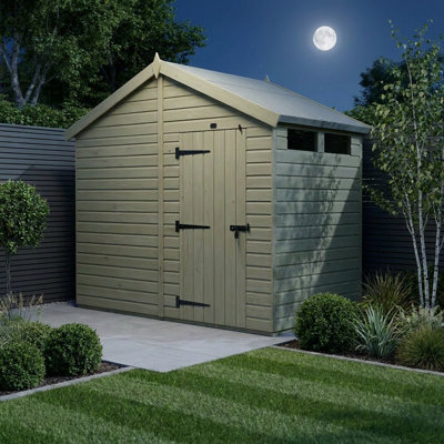 Total Sheds 4ft x 8ft Security Apex Shed - Heavy-Duty Hasp Staple Anti-Tamper - Pressure Treated Timber - UK Manufactured