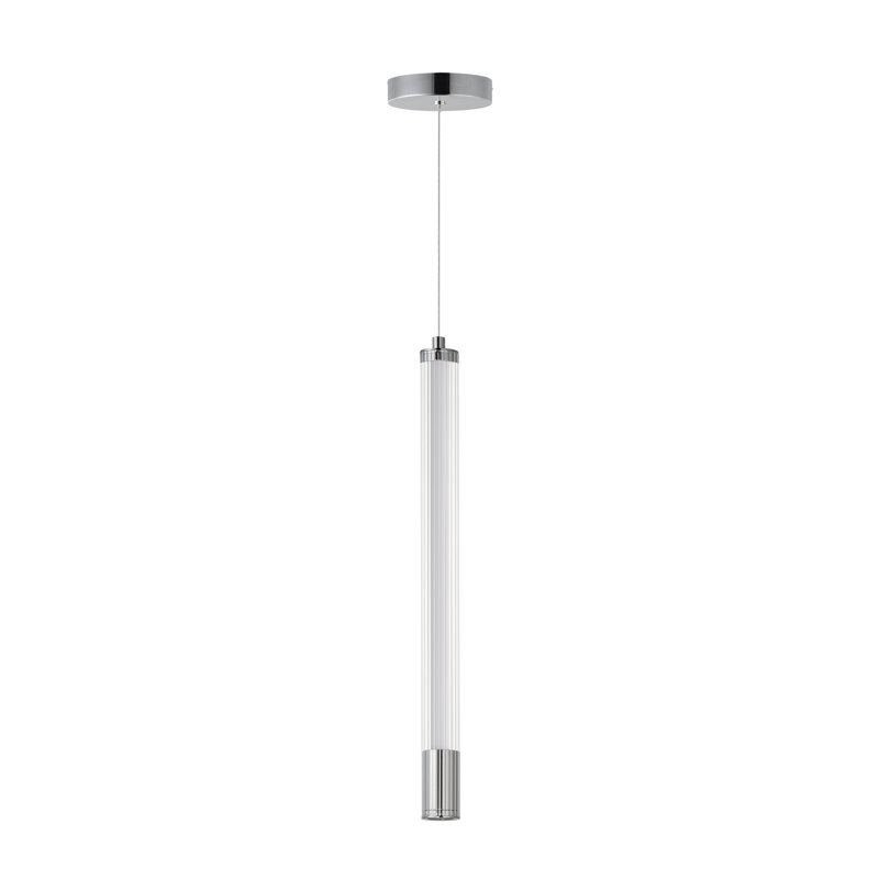 Luminaire suspendu cylindrique à 1 lumière DEL en chrome poli Dejoun, H 18,5 po x l 1,5 po x P 1,5 po