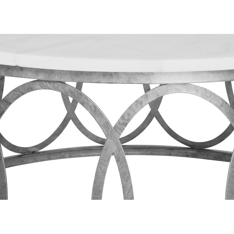 New Orleans Drum Coffee Table, Silver, Carrera Marble