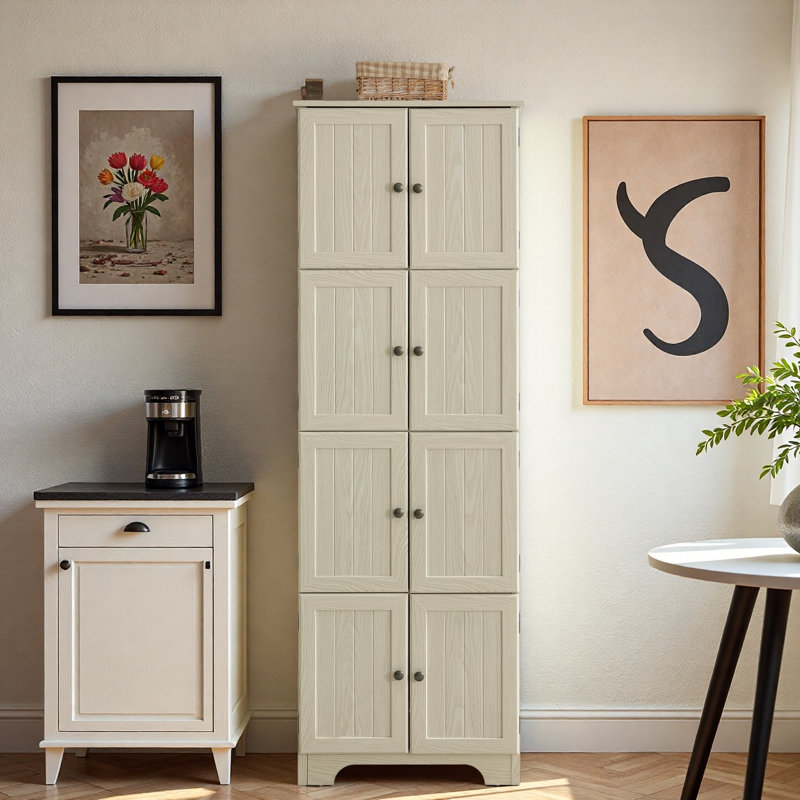 Grande armoire de rangement de 72,4 pouces avec 8 portes et 4 tablettes pour une utilisation polyvalente, une conception élégante et spacieuse pour diverses pièces