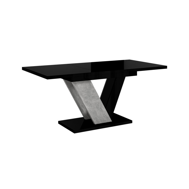 Extendable Dining Table Dubai, Black Gloss/Grey
