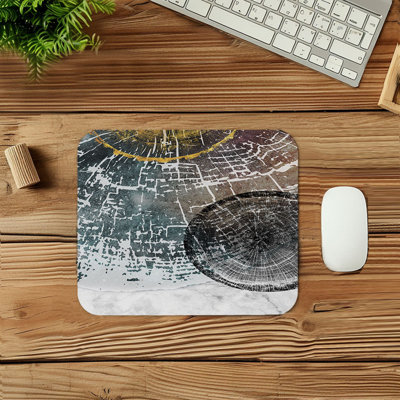 Botanical Tree Rings II Trees Bohemian Gaming Cute Office Laptop Desk Pad Gift Mat Square Rectangle Non-Slip Mousepad