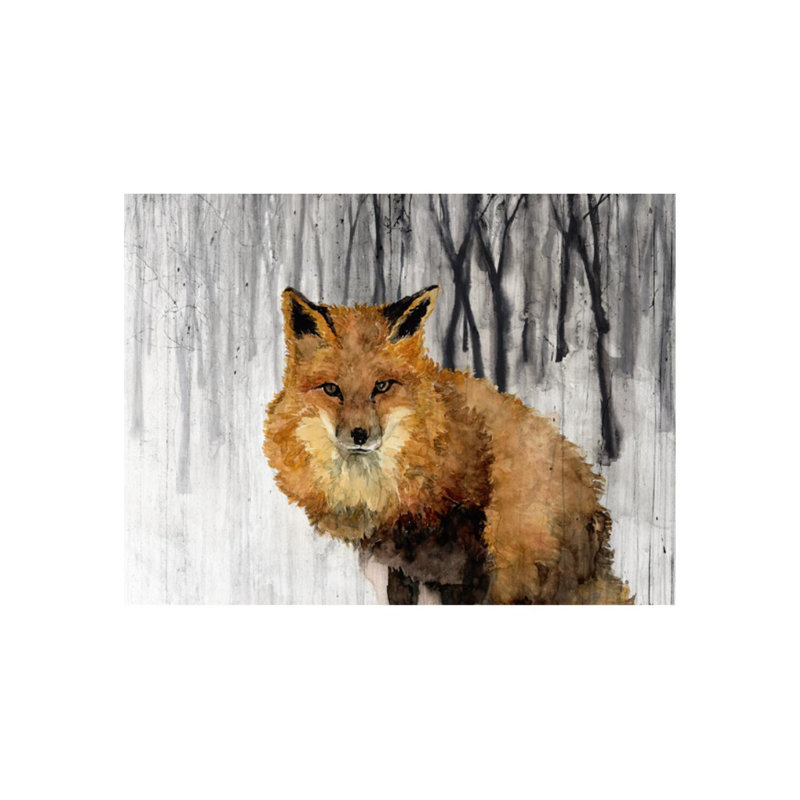 Snowy Fox Painting by Beverly Fuller, 30" H x 40" W x 1.5" D, Image Brush Gel