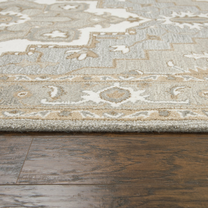 Tapis de zone gris en laine touffeté à la main Byron, Rectangle 9 pi x 12 pi