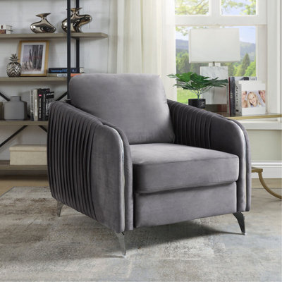 Fauteuil d'appoint moderne chic en velours gris Hadriano
