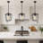 1-Light Black Lantern Pendant With Glass Shade