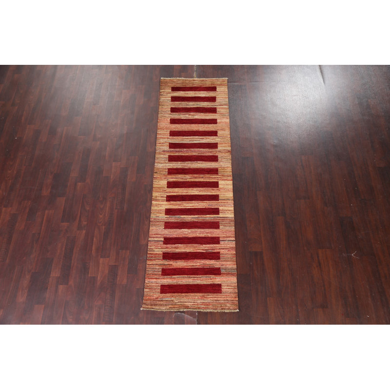 Tapis oriental rayé Gabbeh 3 x 9
