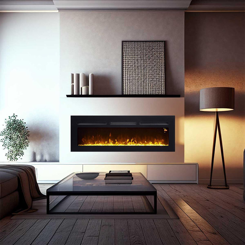 Electric Fireplace, Wall Mounted Electric Fireplace, 6.3" H x 17.72" W x 50" D