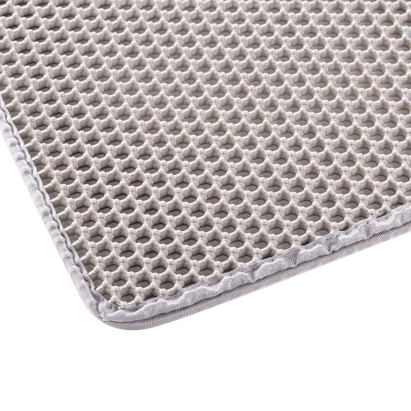 Tapis de recouvrement pour litière double en nid d'abeille 30 x 24 po, antidérapant, imperméable, protège les planchers des déversements gris,