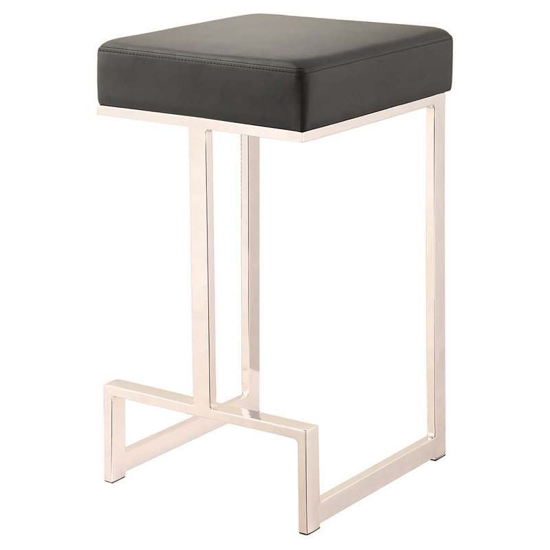 Tabouret chromé à hauteur de comptoir, Noir, noir, noir, noir