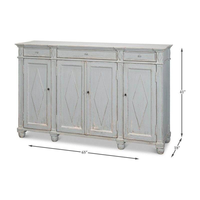 Diamond 65'' W Solid Wood Sideboard, Blue/Gray