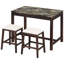 Table en noyer avec tiroirs cachés et tabourets rembourrés-1953415203-1953415200