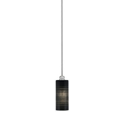Edge Stem Hung Mini Pendant With 4" Black Matrix Glass