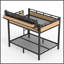 Lit superposé double / double au-dessus de double / double avec lumières DEL, station de charge USB, tablettes de rangement, panneau perforé - naturel-1120993507