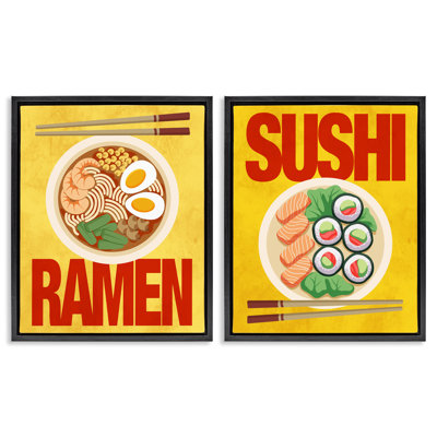 Ensemble de cadres flottants 2 pièces Ramen & sushi Japanese Cuisine, design par Marcus Prime