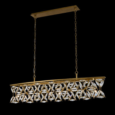 Luminaire suspendu linéaire en laiton véritable / transparent 8 LT Triangulo Allegri