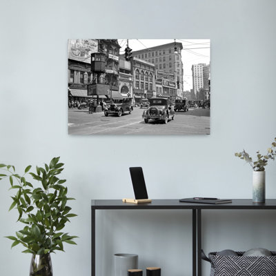 1920S Automobile And Pedestrian Traffic Busy Five Points Intersection In Atlanta Georgia Usa Classic Retro Vintage City Wall Art