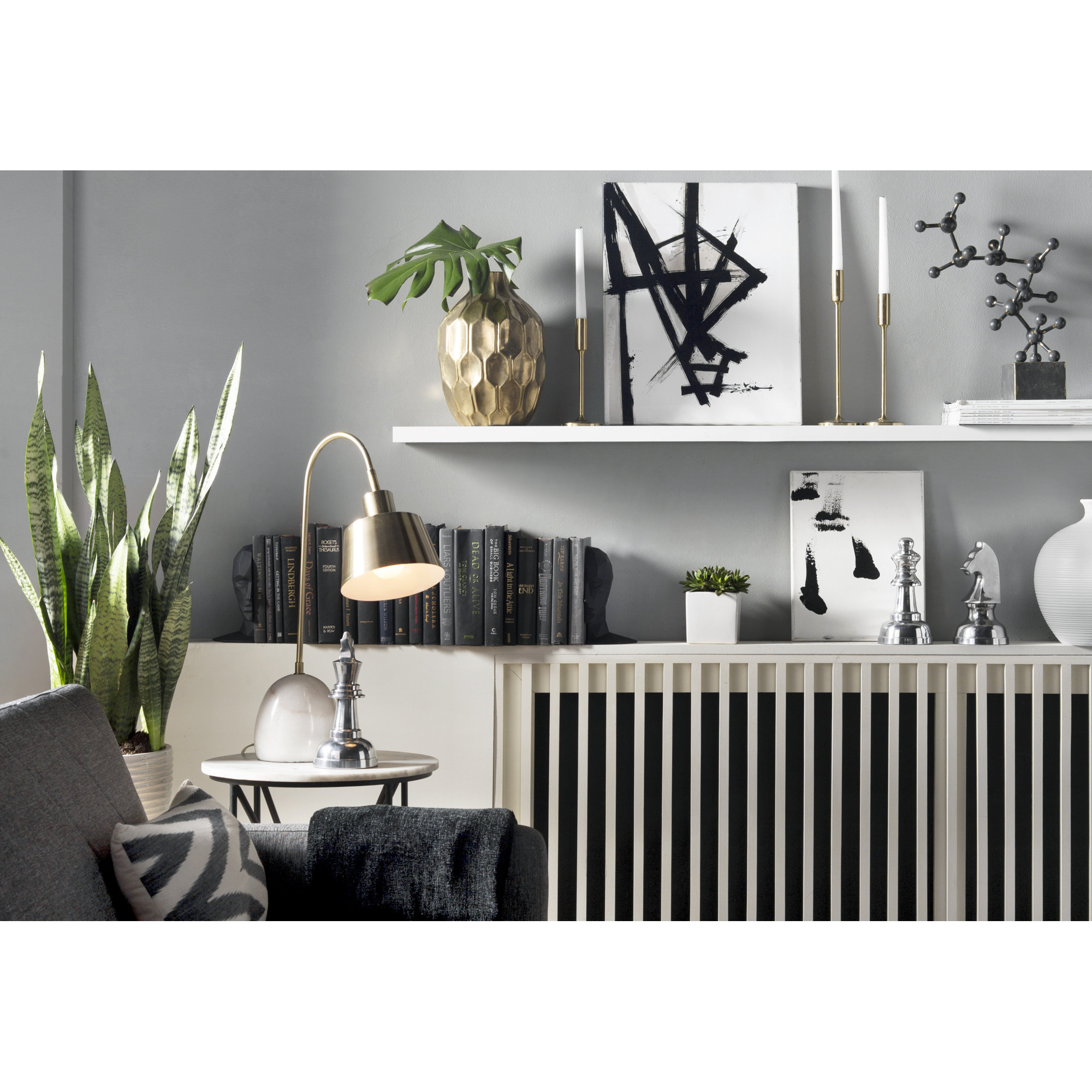 Sherice Floating Shelf, White, 1.97" H x 74.81" W x 10.24" D