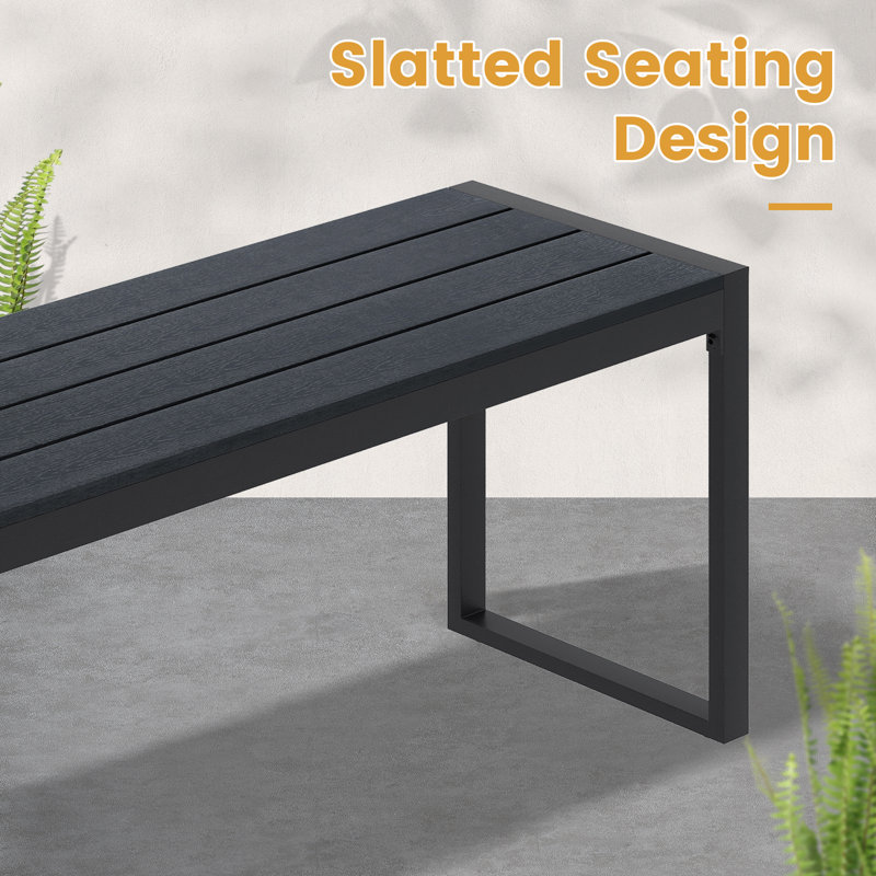 Tretesting Metal Outdoor Bench, Black