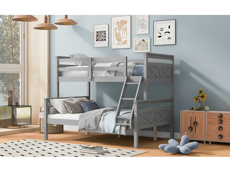Structure de lit simple avec fond double, pas de sommier tapissier, fabrication en pin robuste pour la chambre à coucher