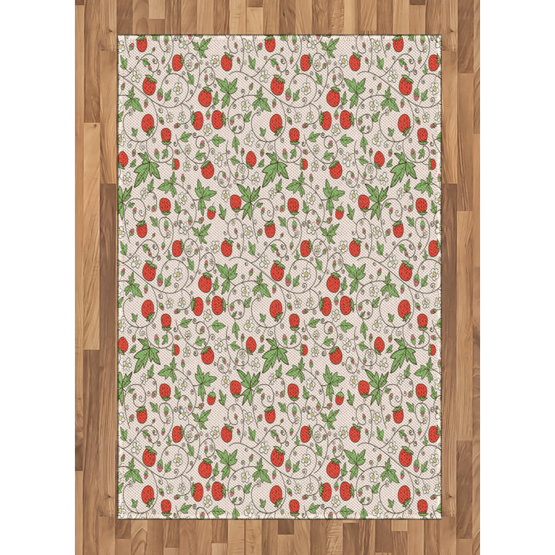 Strawberry High Density Long Fiber Poly Threads Decorative Area Rug Carpet, Rectangle 4' x 5'8"