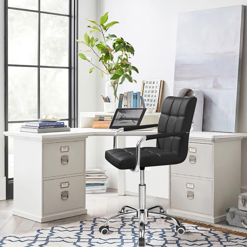 Fauteuil de bureau à dossier moyen et mi-dossier, Noir, noir, noir, noir