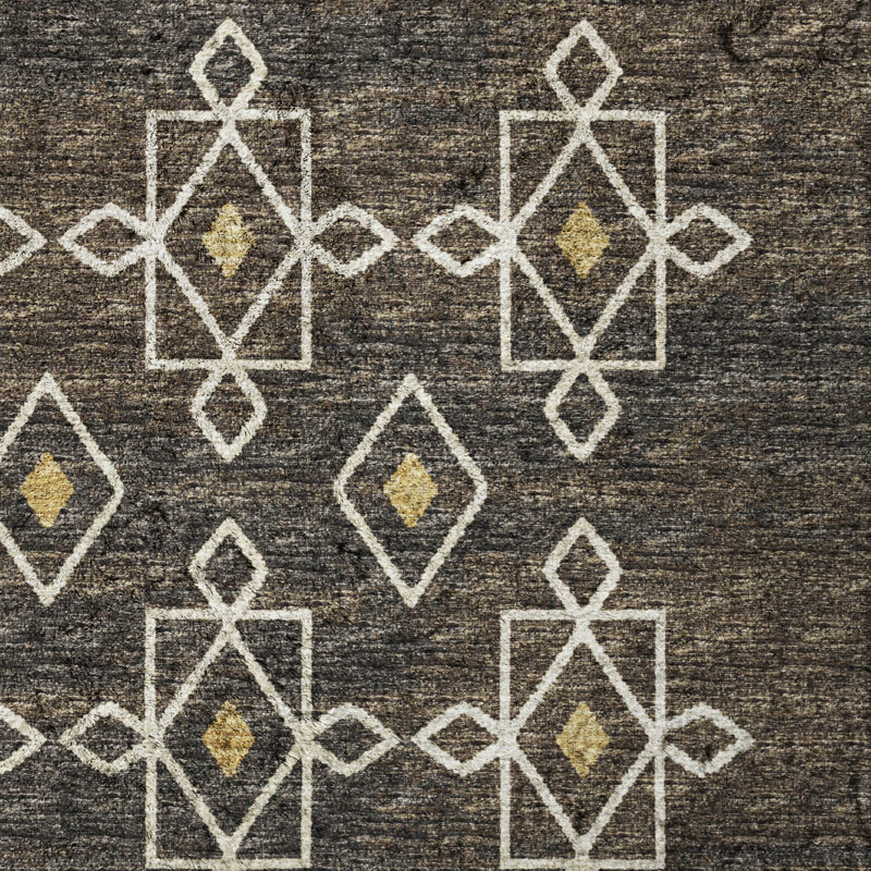 Premium Machine Washable Dream Shag ADS109 Tribal Rug, 8' x 10', Brown