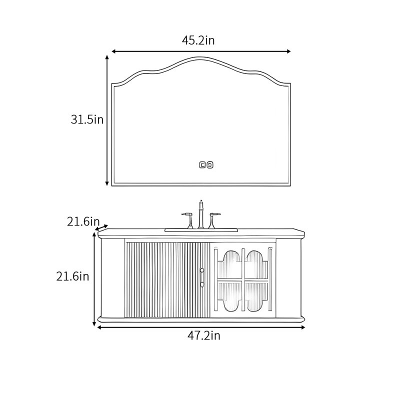 French high-end simple bathroom cabinet, 21.6" H x 47.2" W x 21.6" D