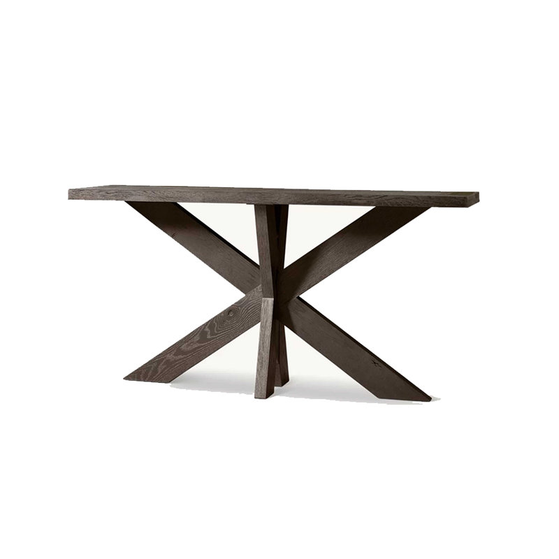 Table de véranda entièrement en bois massif de style français., Gris foncé