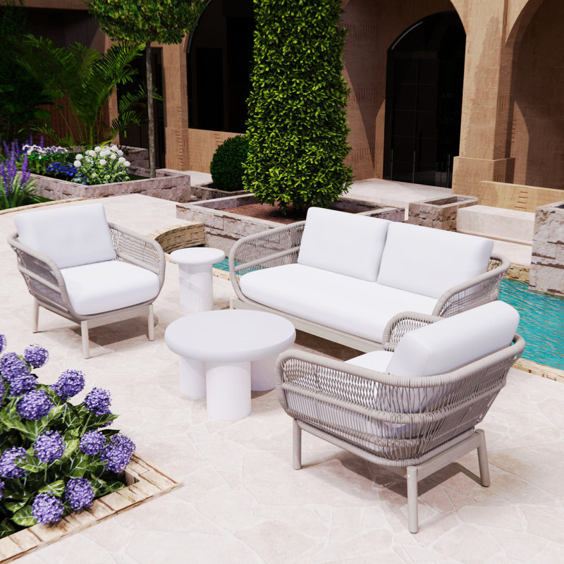Cleus Colpin 5-Piece Acacia Outdoor Sofa Seating Group With Cushions