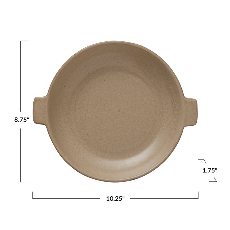 Stoneware Plate with Handles Reactive Glaze