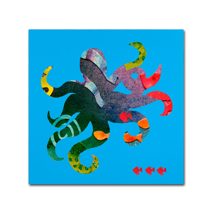 « the octopus », art sur toile, H 14 po x l 14 po x P 2 po