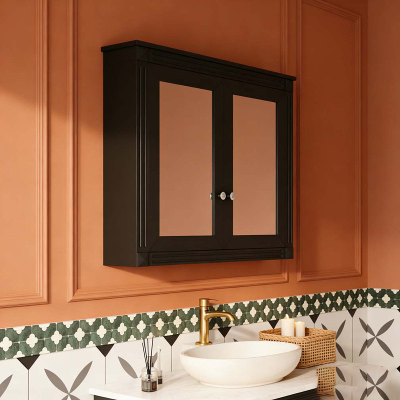 Armoire de rangement murale pour salle de bain, armoire à miroir avec 2 tablettes réglables