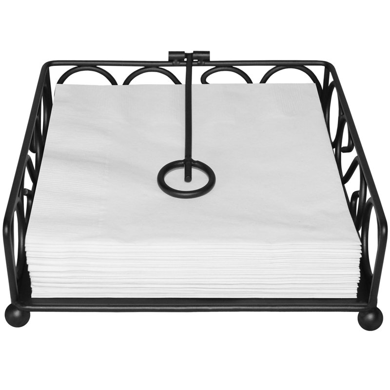 Red Barrel Studio® Scroll Collection Flat Napkin Holder, Black
