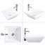 Lavabo vasque de salle de bain carré en céramique 16,5 po en blanc, avec robinet et bonde escamotable