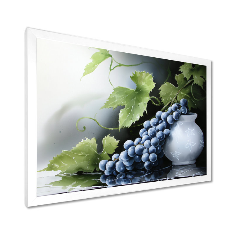 Vineyard Harvest Wine And Grape I - Décoration murale vignoble, Reproduction encadrée d'une seule photo sans pass, Blanc