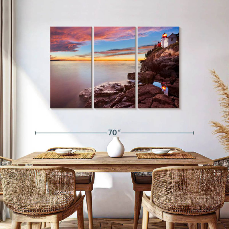Gillard Bass Harbor Head Lighthouse Sunset, 36" H x 57" W