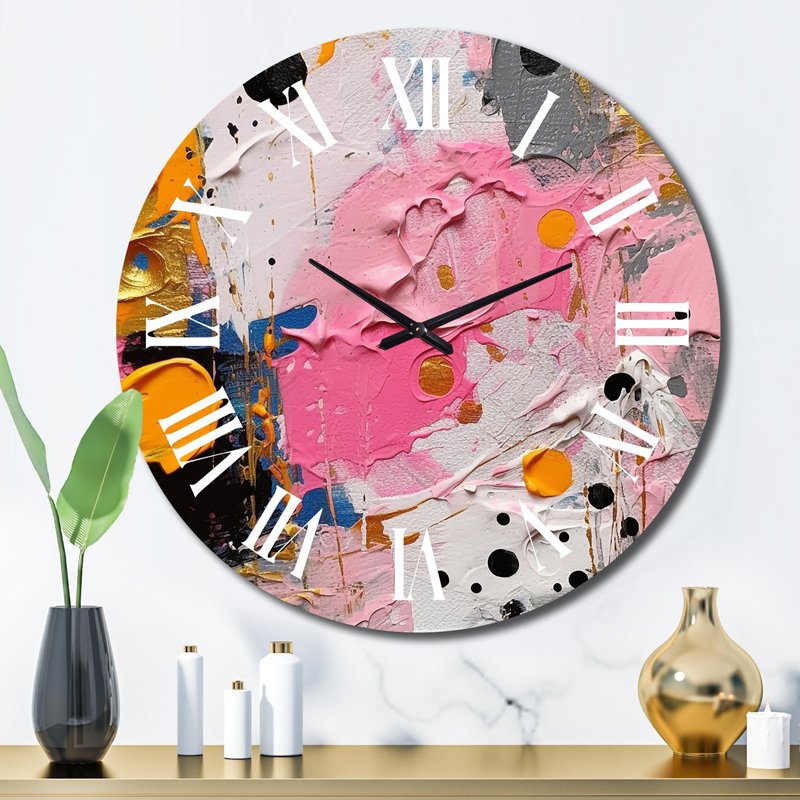 Horloge murale rose et grise I, Grand