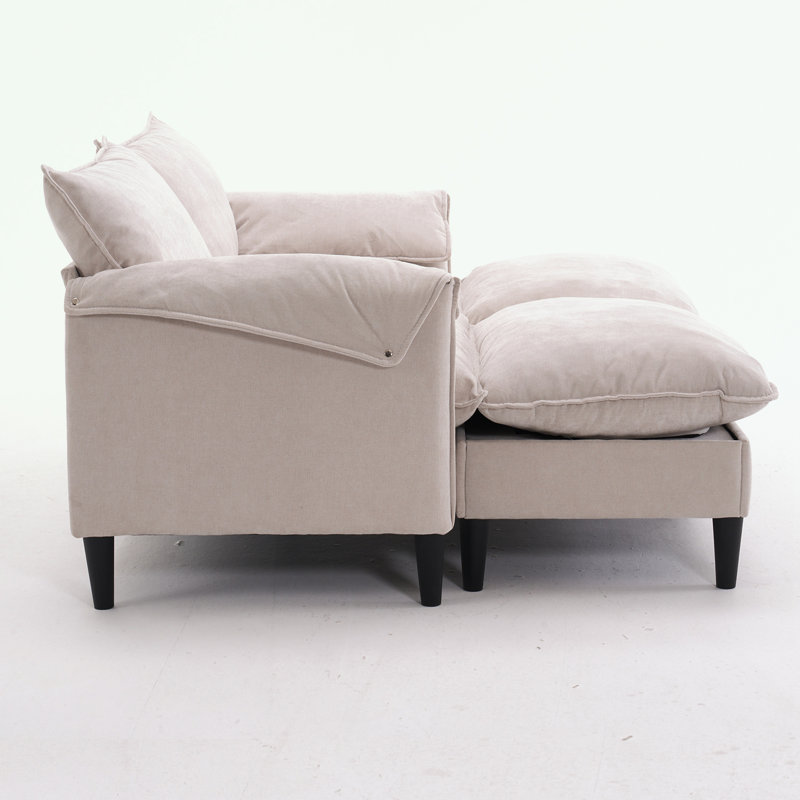 Causeuse avec rangement et repose-pieds, Beige