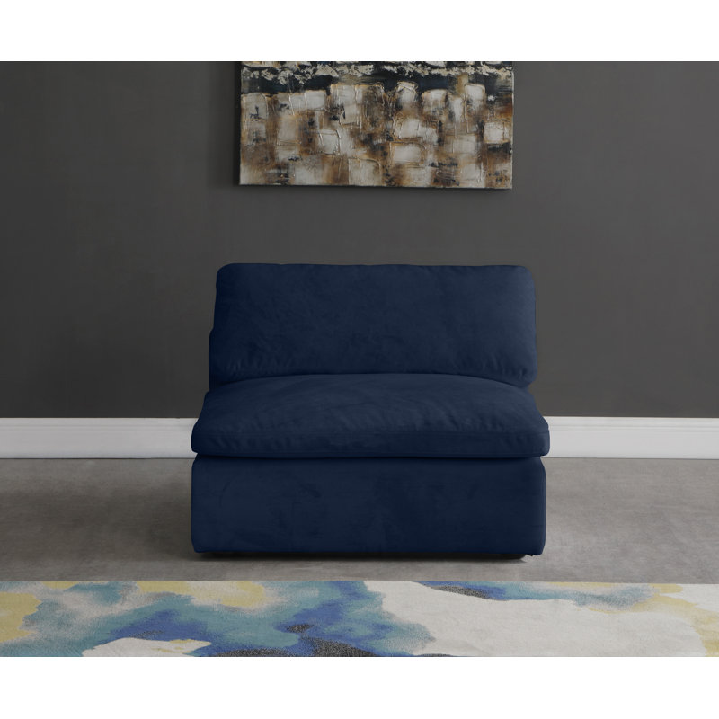 Cozy 39" W Velvet Convertible Chair, Navy Velvet
