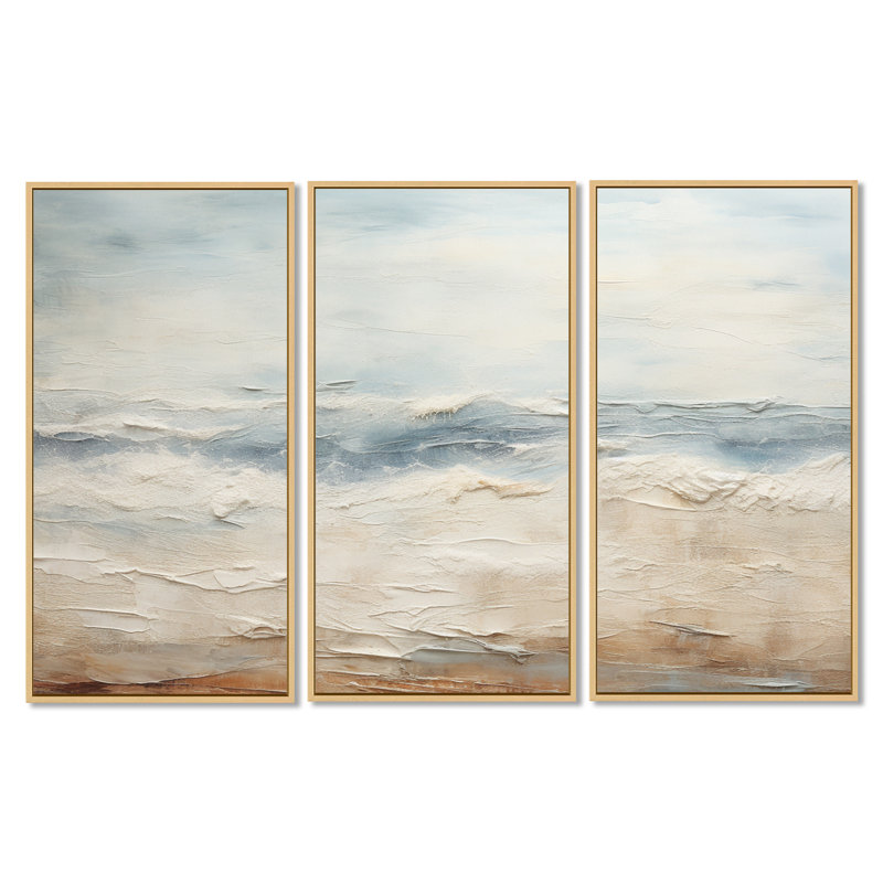 Rasch - Coastal Ocean Wall Art Set, 40" H x 60" W x 1" D, Maple Floater Framed